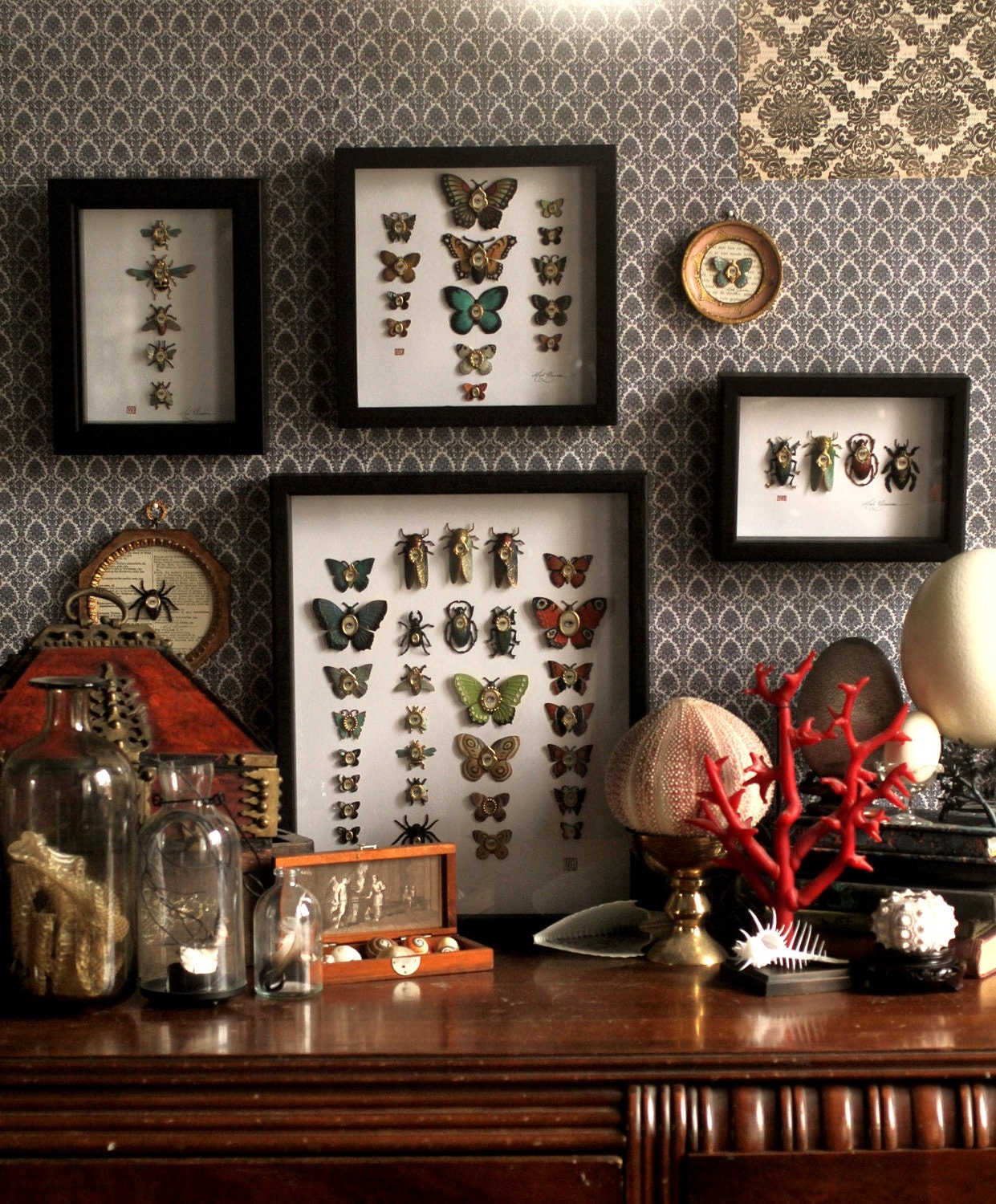 Cabinet of Curiosities Specimen no. 35 -The Field Moth Eye Flies Collection - original 3D insect paintings by Mab Graves