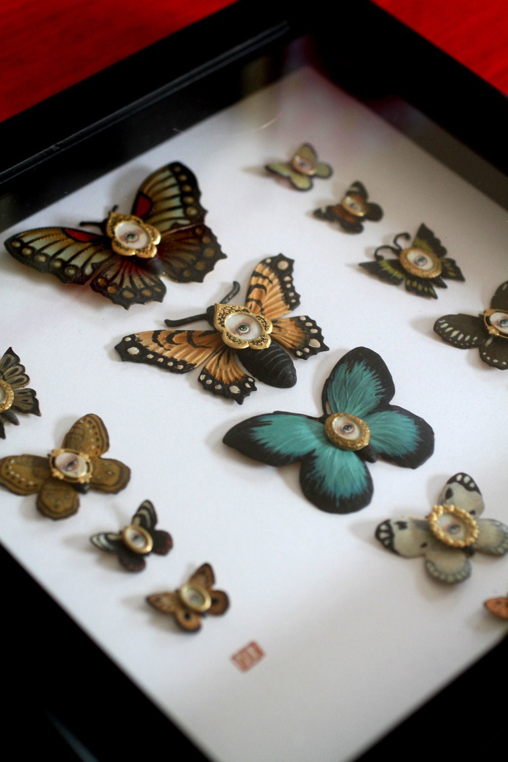 Cabinet of Curiosities Specimen no. 2 -The Moth Eye Flies - original 3D insect paintings by Mab Graves