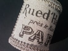 Reserved for D.E. Napkin Ring, Paris Script Fabric, 5 sets