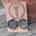 Retro Indigo Starburst Ceramic Earrings - handmade ceramic discs and stainless steel ear wires - Boho, Fashion, Trendy, Circles