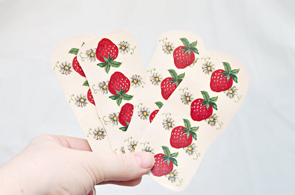 Vintage Sweet Strawberry Slide Off Decals