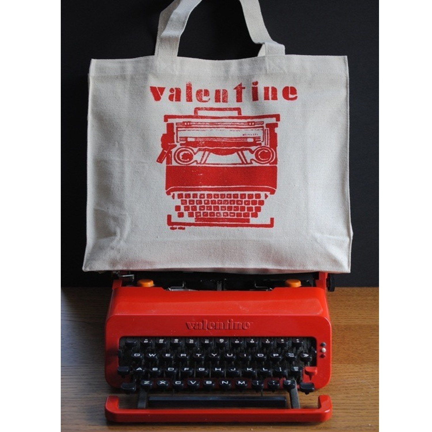 Valentine Vintage Typewriter Tote: RED