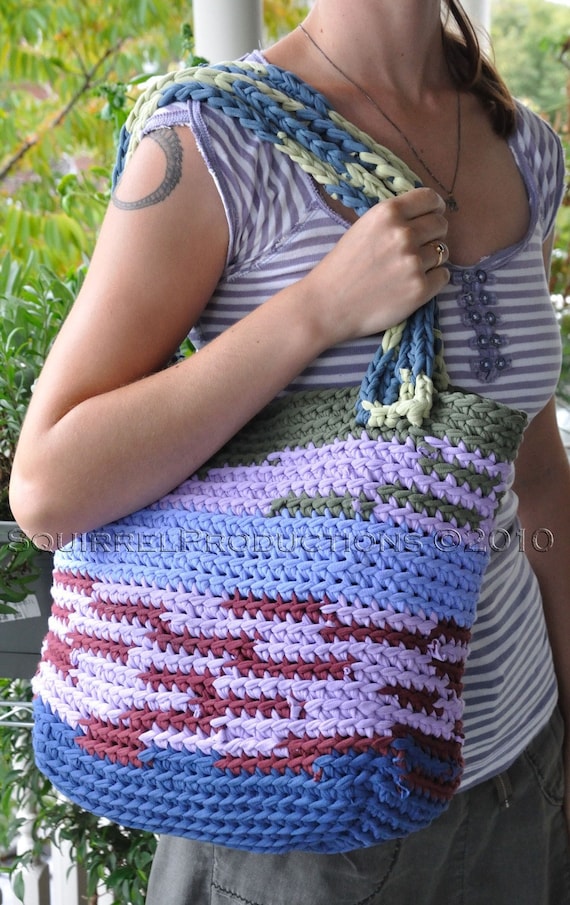 Items similar to Crochet t-shirt yarn tote bag PATTERN ONLY on Etsy