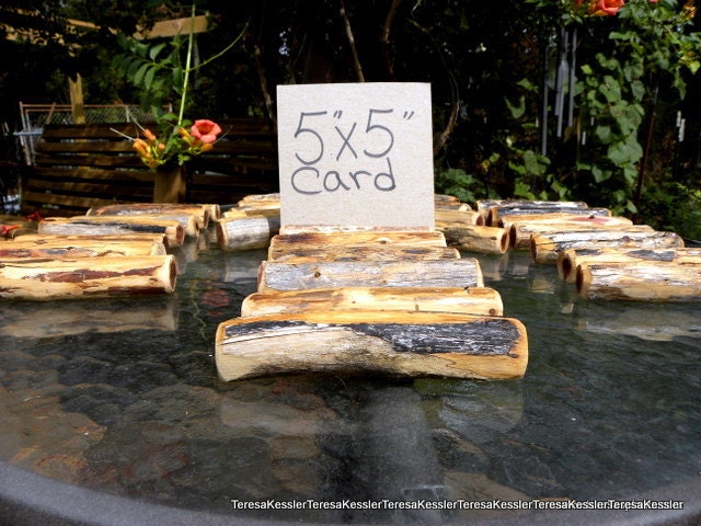 12 - 5" Cedar Tree Branch Wedding place card holders-Place settings-Wedding Table numbers-Baby Shower place card holders