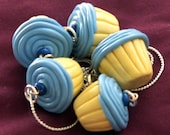 Blue Frosted Blueberry Cream Cupcake Topped with Blueberries Necklace / Pendant