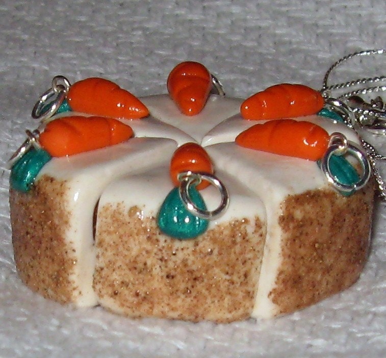 Carrot Cake Scented with Cream Cheese Icing Cake Slice Necklace / Pendant