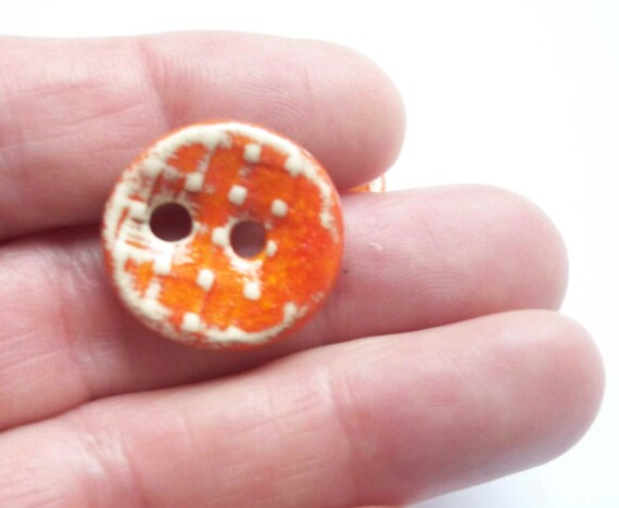 Tangerine Orange Basket Weave Ceramic Buttons