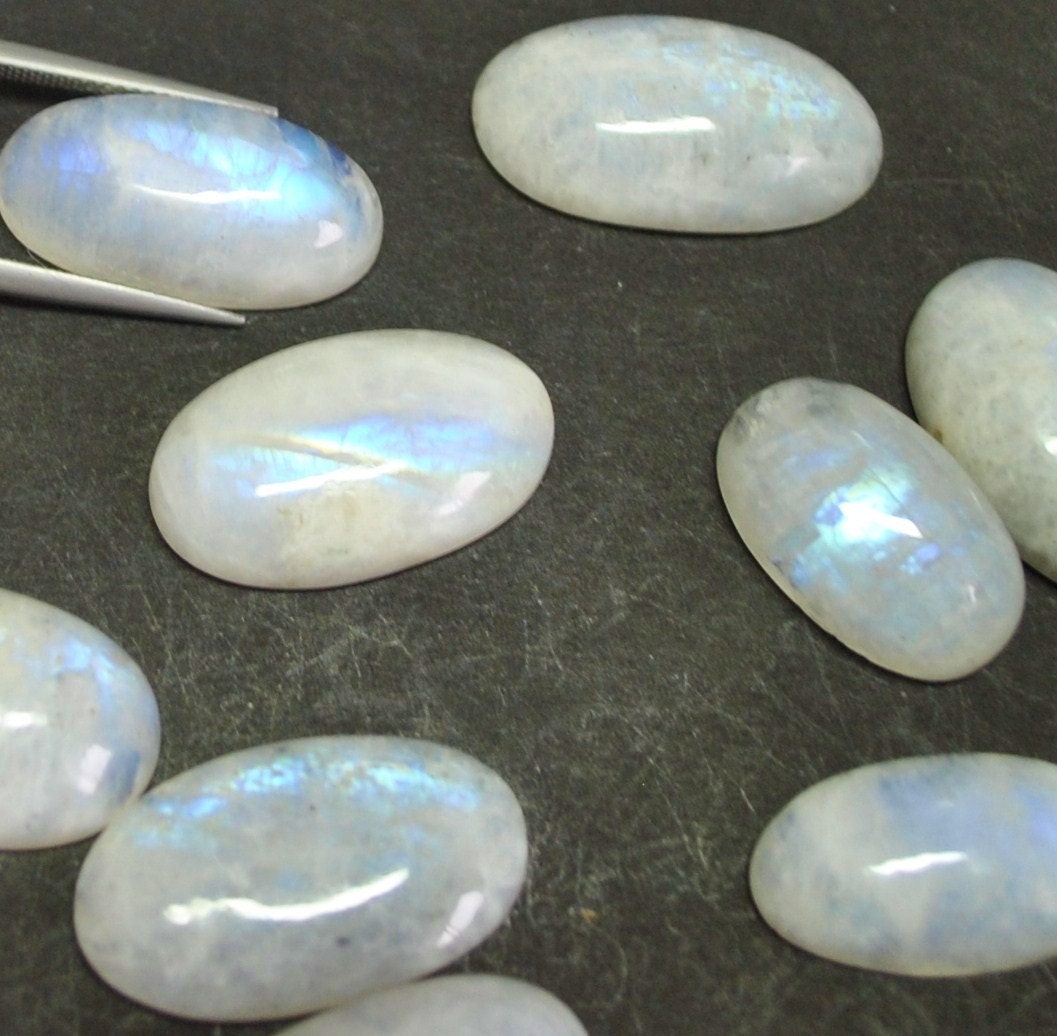 Rainbow Moonstone Oval Cabochons - 10 pcs Parcel - 19.3-24.2 mm - 141.3 ct - 120501-26