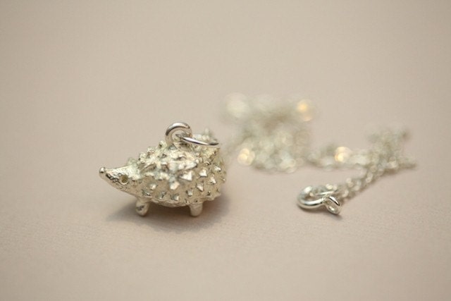 Silver Hedgehog necklace - animal lover
