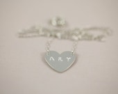 monogram necklace - sterling silver double initial heart necklace for personalized wedding gift