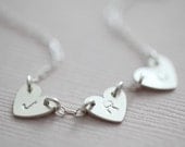 Personalized family necklace - sterling silver tiny initial heart necklace for dainty necklace