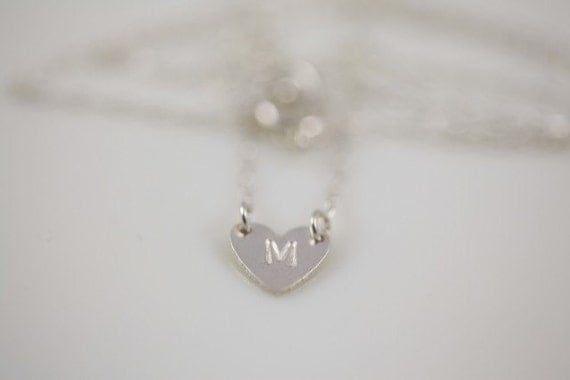 Personalized initial necklace - sterling silver monogram heart necklace for dainty necklace