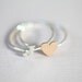 Secret love stackable rings - gold filled tiny heart ring with sterling silver initial ring