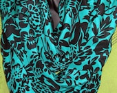 Teal Black Silk Fabric Infinity Scarf Hand Sewn by MCleodhandcraftgifts on Etsy