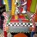 Reserved for Triggershaw Hand painted Picasso Wing Chair