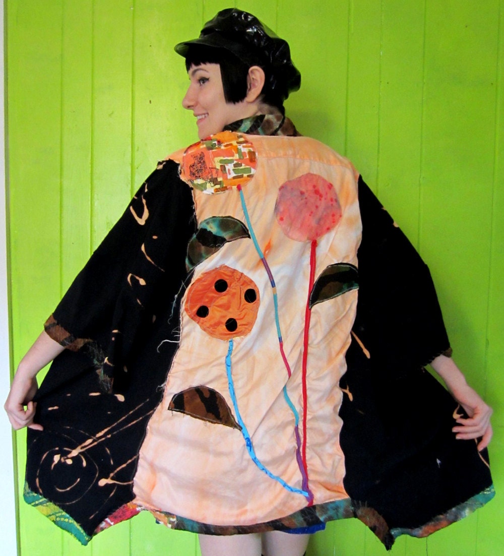Flower Garden Hand dyed Hand Painted big shirt