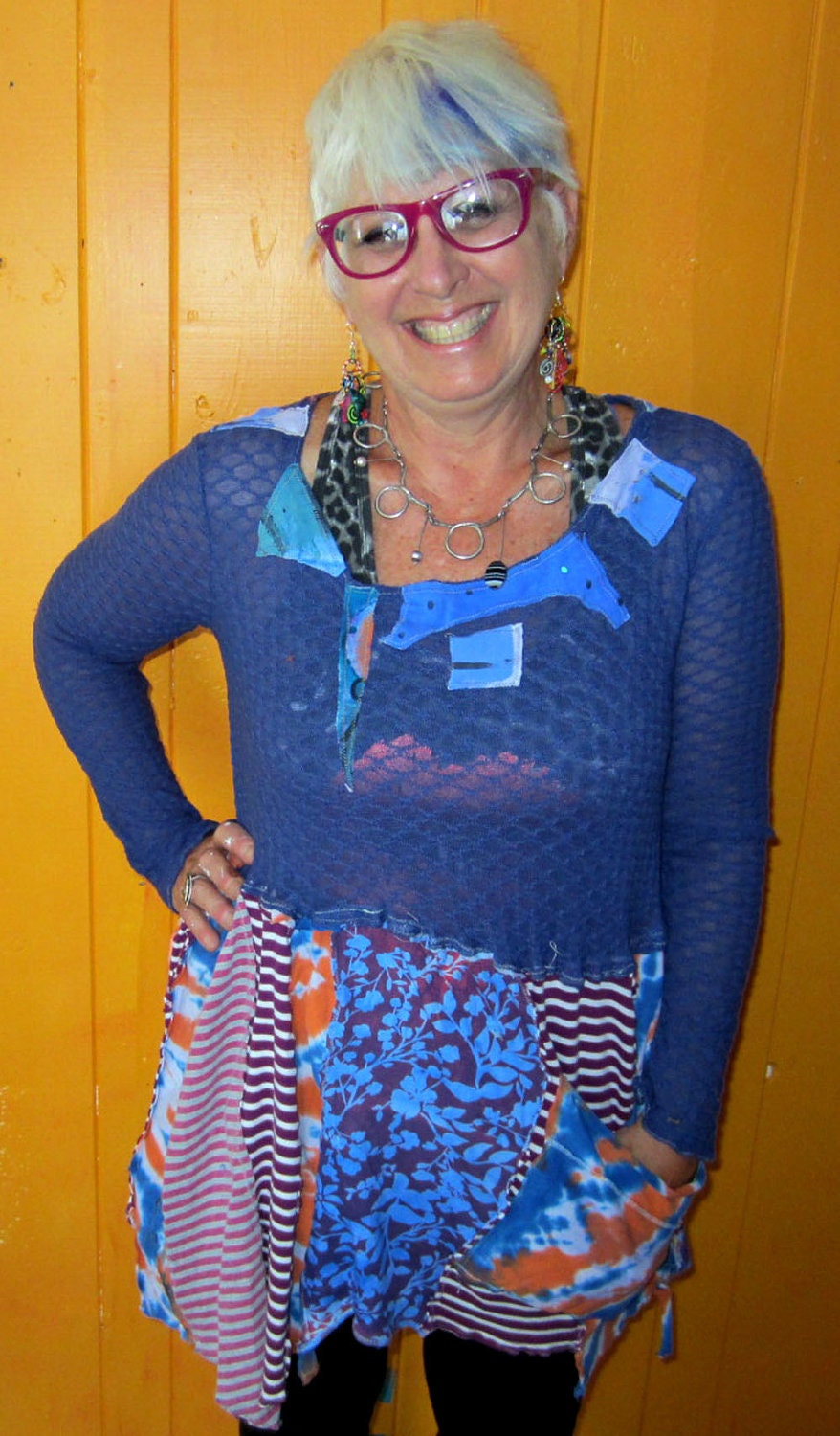Sheer Funky Upcycled hand dyed tunic