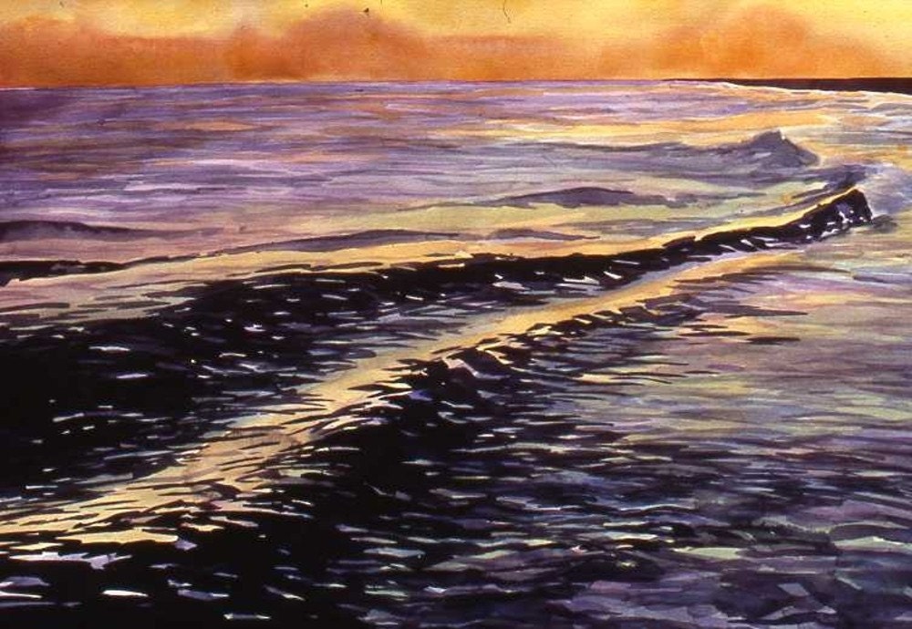 Original watercolor, Gulf Sunset, 22 x 32