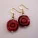 Kazuri Bead Earrings in Red and Black Pattern