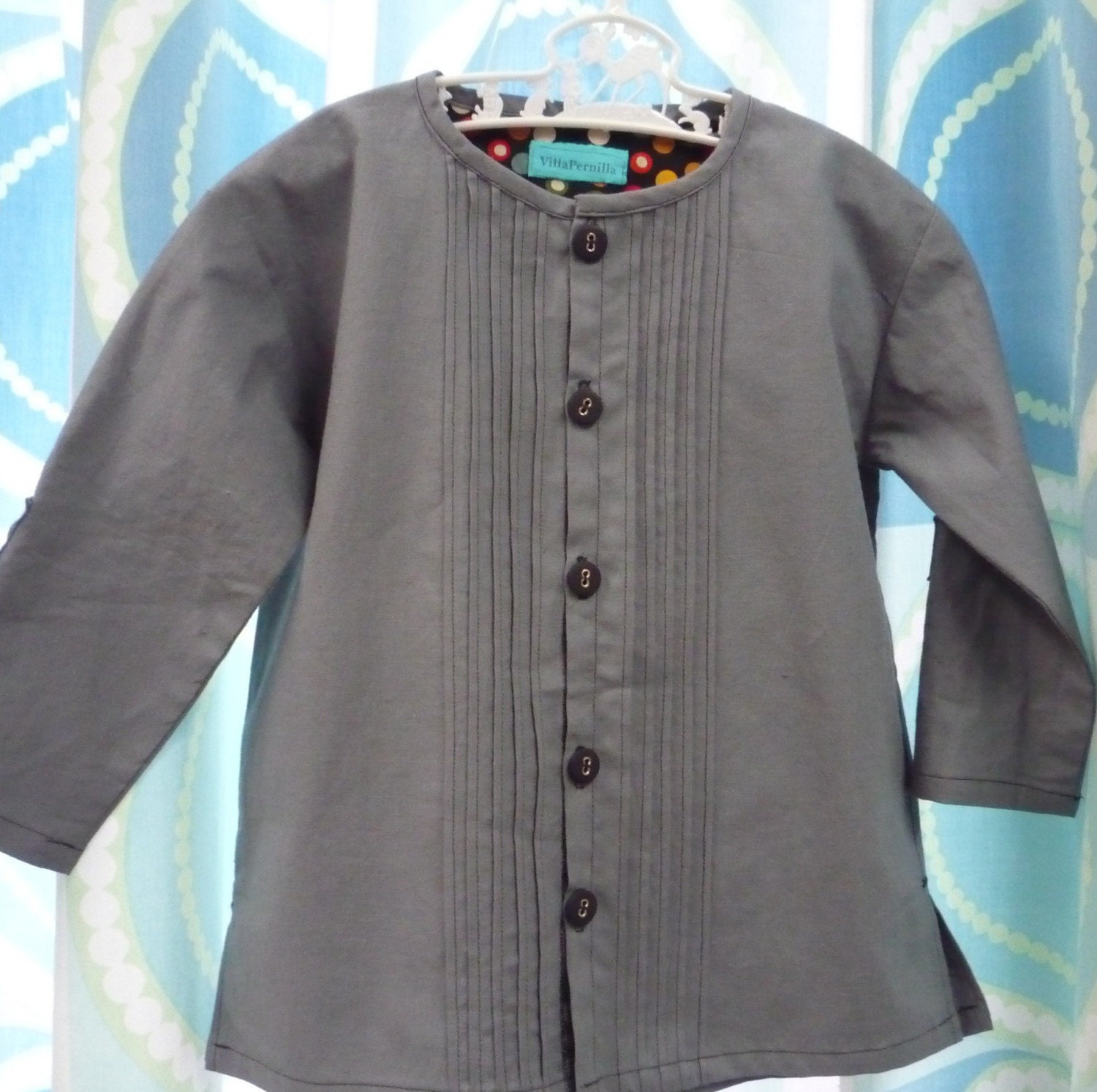 grandad shirt boys pewter grey