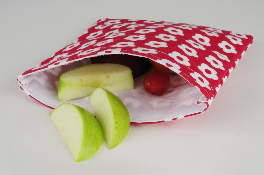 Scandi snackbag red and white flower