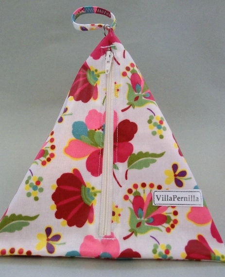 Wash bag for kids and light travelling- floral oilcloth fabric