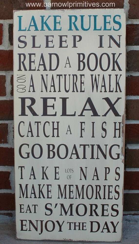 Lake Rules Vintage Style Typography Word Art Sign
