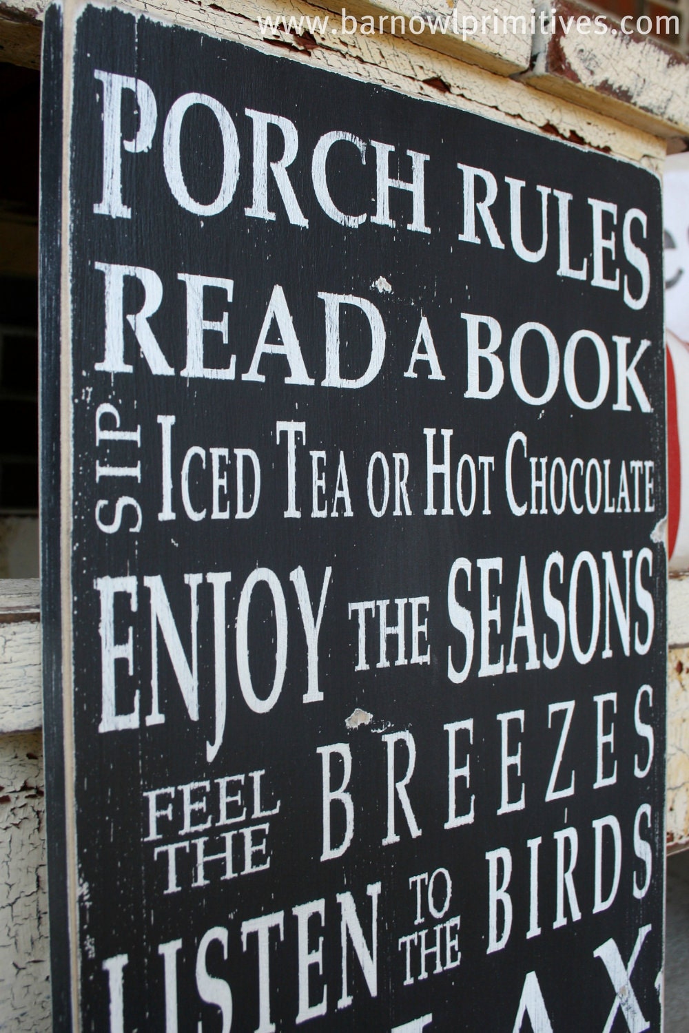 Porch Rules Vintage Style Typography Word Art Sign