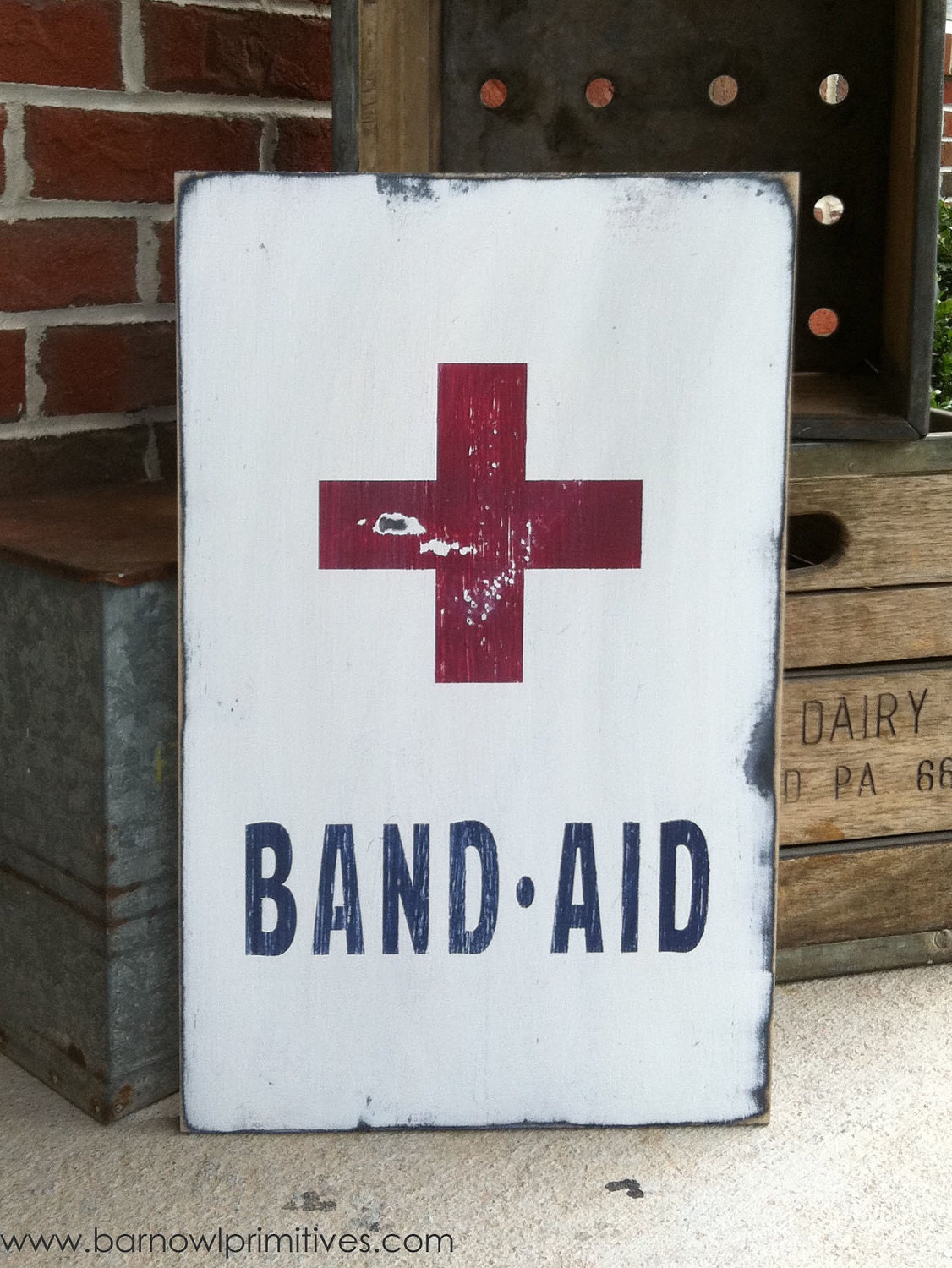 Band Aid Heavily Distressed Vintage Style Sign