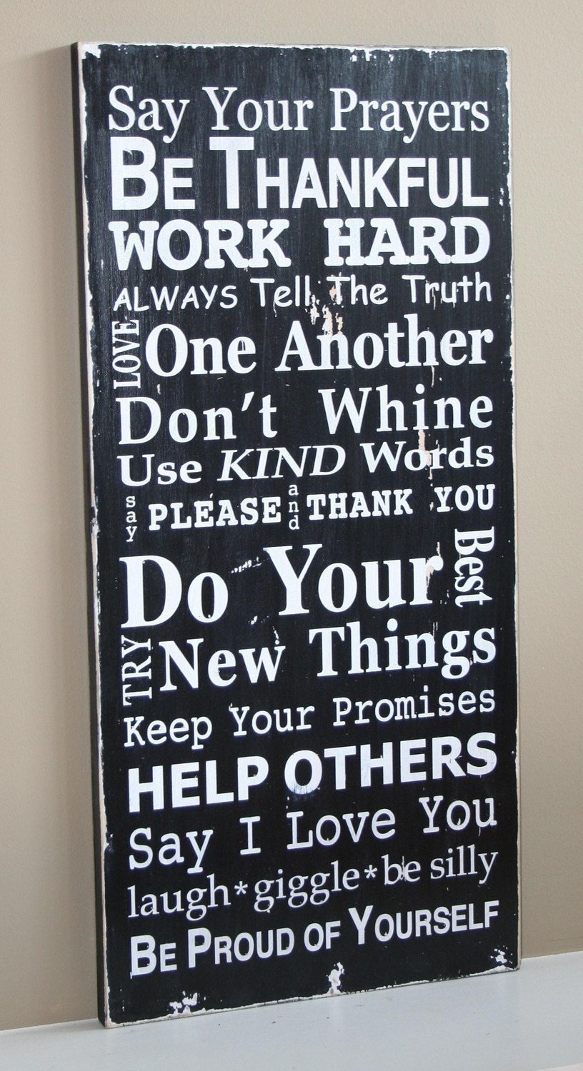 Family Rules Sign Version III - Typography Word Art