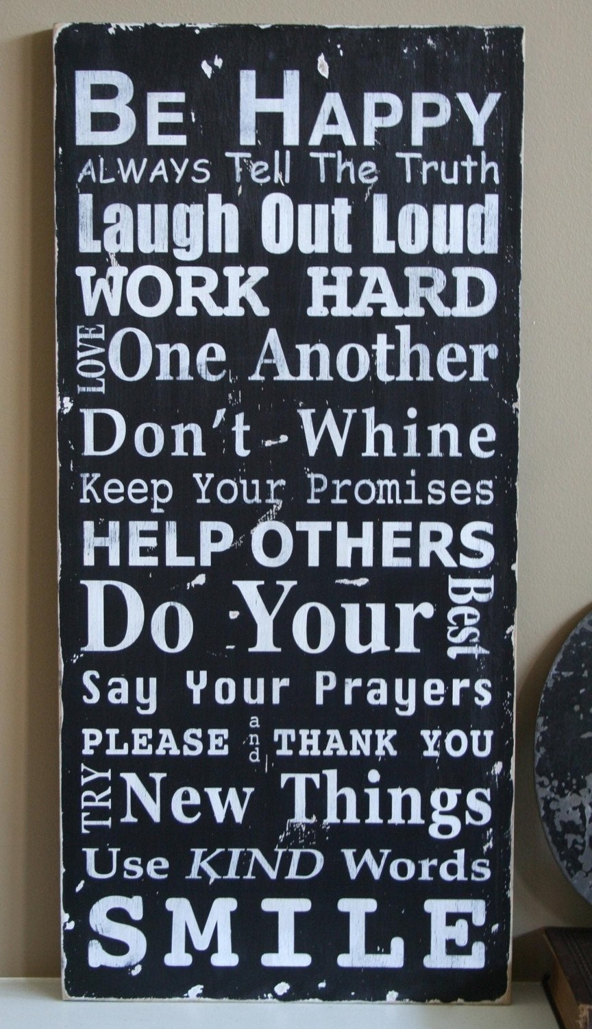 Family Rules Sign Version II - Typography Word Art