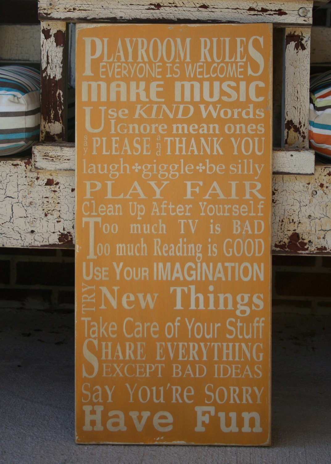 Playroom Rules Sign - Typography Word Art