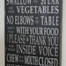 Table Manners Dinner Rules Sign - Typography Word Art in Black