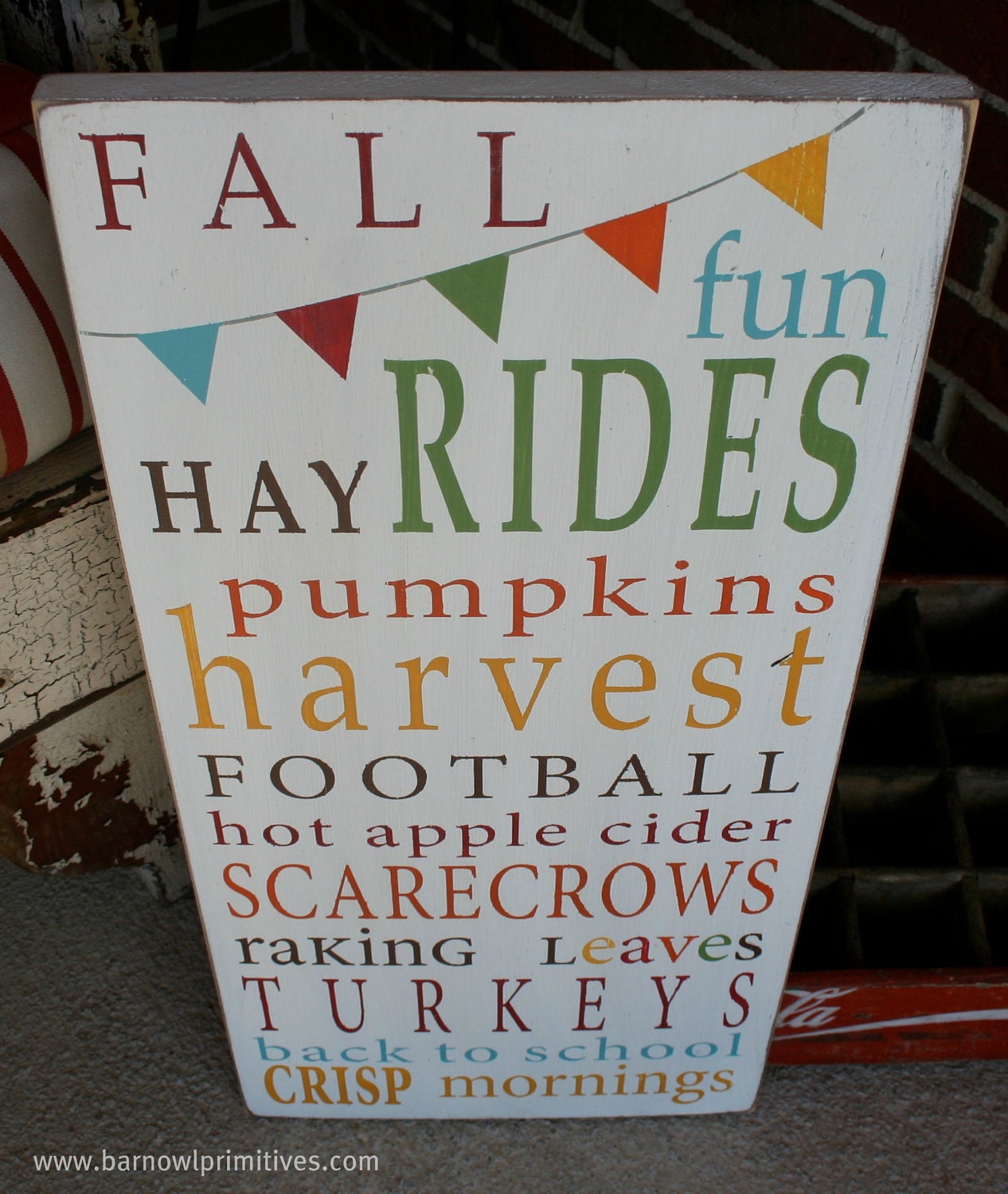 Fall Fun with Bunting Typography Word Art Sign - Limited Edition