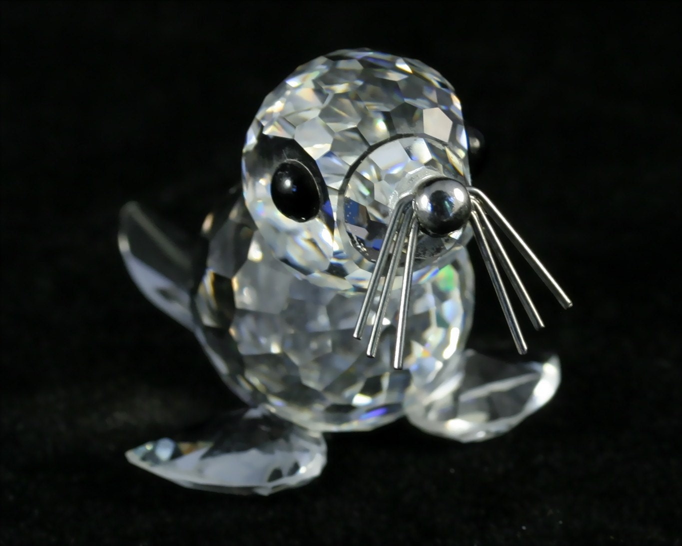 Vintage Swarovski Figurine Seal Pup With Silver Whiskers