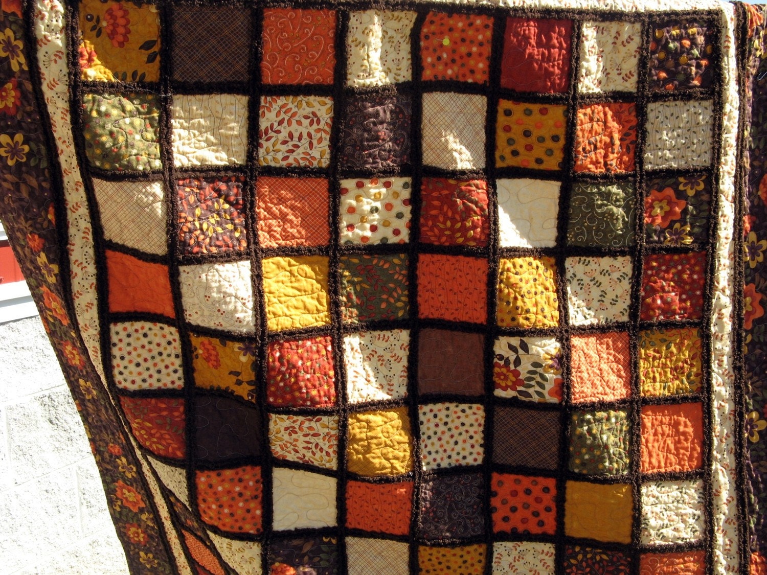 Fall quilted throw with Chenille accents