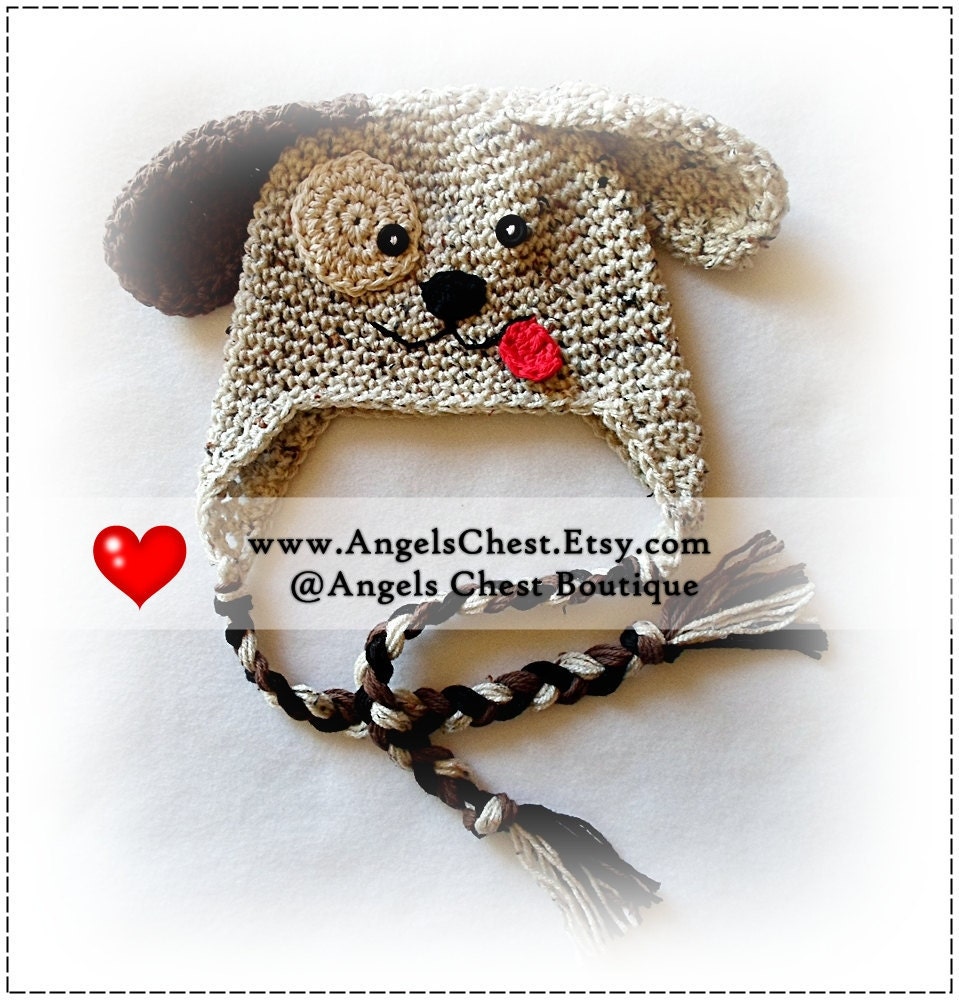 Crochet PUPPY DOG Hat PDF Pattern Sizes Newborn to Adult Boutique Design - No. 33 by AngelsChest