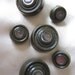 Vintage olive dark moss green fall autumn mother daughter shank buttons. Wholesale lot set of 6 buttons.