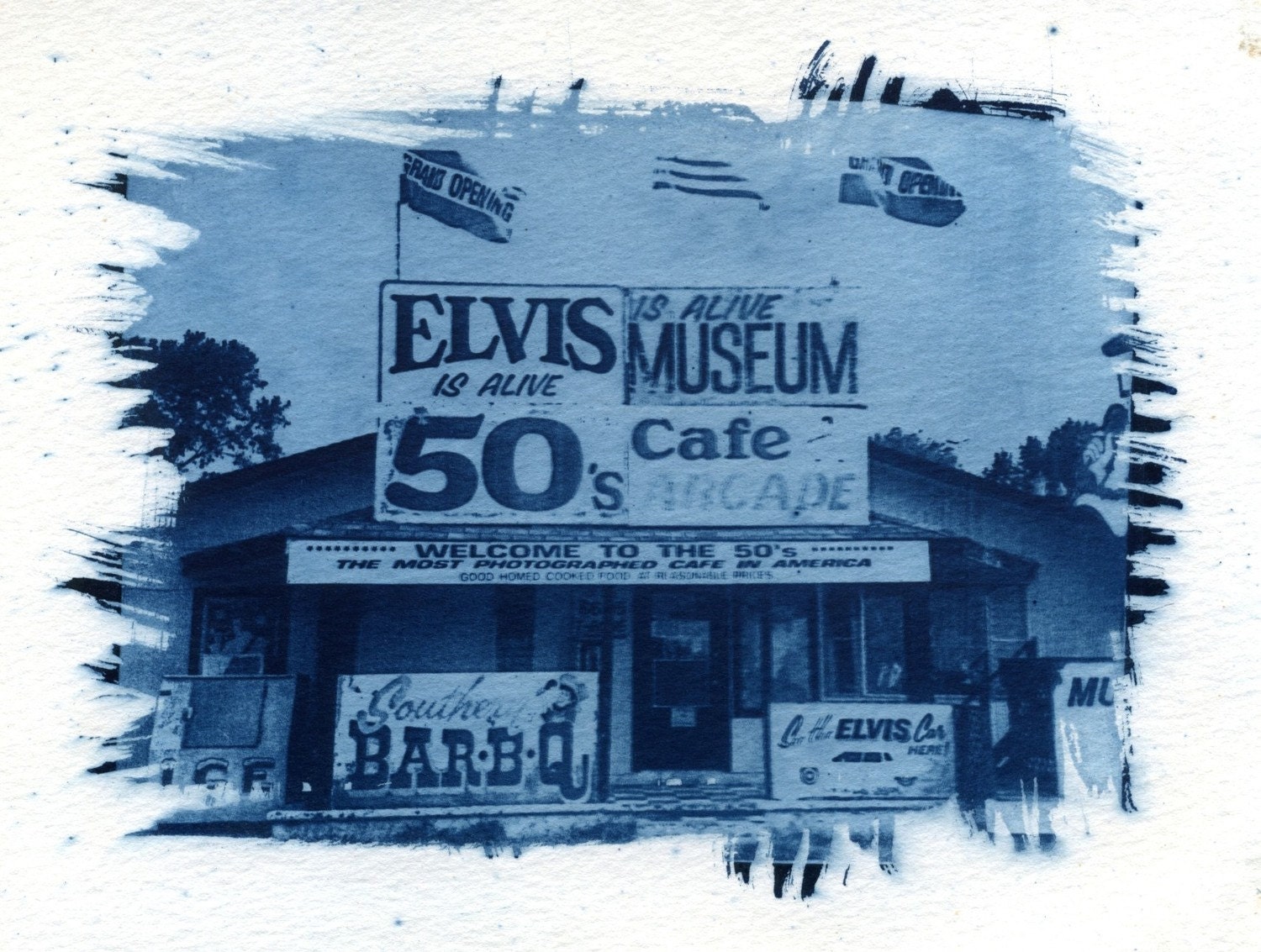 Elvis Is Alive Museum Cyanotype - jalinde