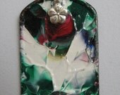 Pendant Necklace Handpainted Dog Tags - Green and White