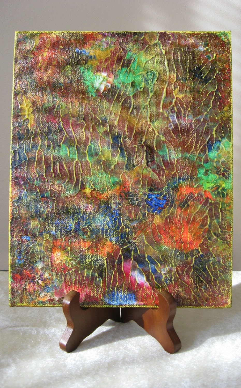 Fine Art Original Abstract Painting Distant Garden - Original Organic Abstract Acrylic and Pastel Painting