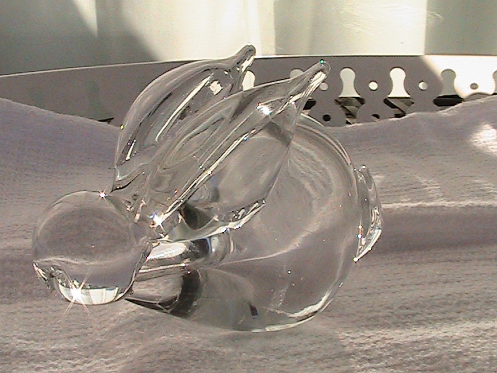 Vintage Clear Glass Bunny Figurine - Paper Weight -Art Glass