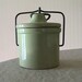 Vintage French Country Green Crock / Pottery / Cheese Crock / Jam Pot / Cottage / Farm House / Kitchen