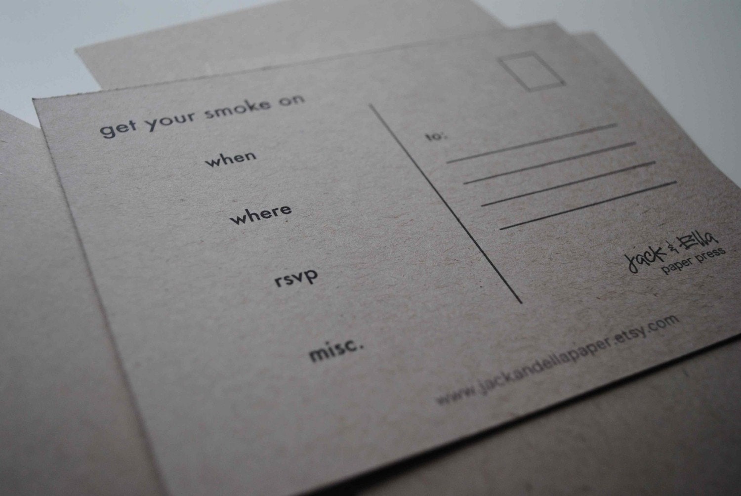 get-your-smoke-on 12-pack BBQ invitation postcards