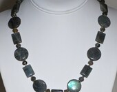 Labradorite Squares and Circles Necklace by MixedMediaDesigns1