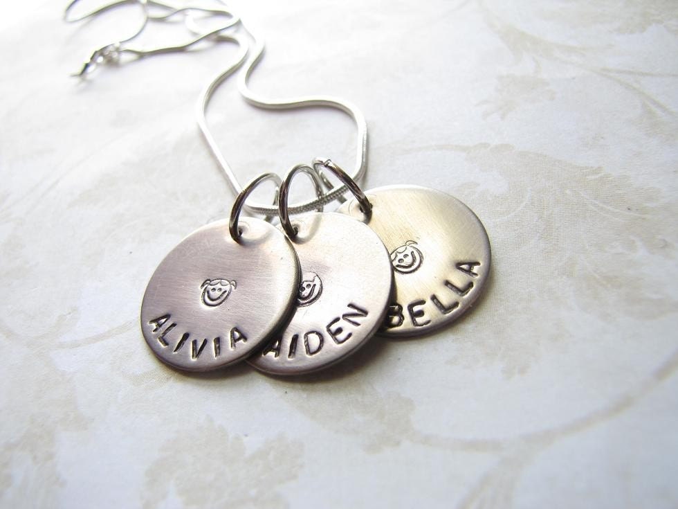 Smiling Faces Handstamped Necklace