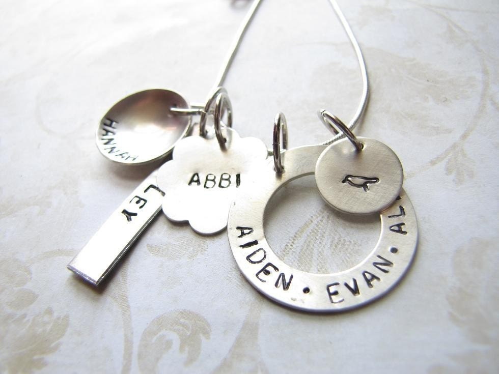 Classic Family Handstamped Necklace Personalized Sterling Silver