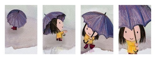rainy day - cute girl print - TummyMountain