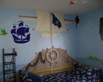 Pirate Ship PERSONALIZED Quote Vinyl Wall Decal Decor Wall Lettering Words Quotes Decals Art Custom