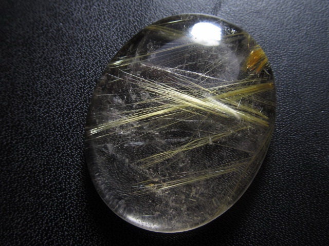 Tope Grade AAAAA - Highest Quality Golden Rutilated Quartz - Nice Clean Oval Shape Cabochon Huge Size - 28x35 mm